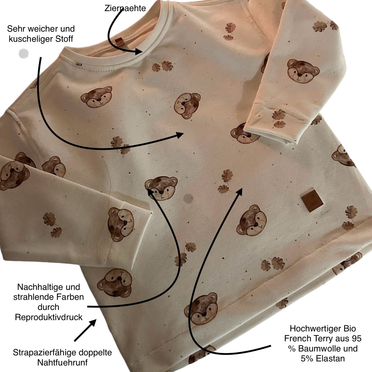 Basic-Shirt French Terry Motiv Bärchen