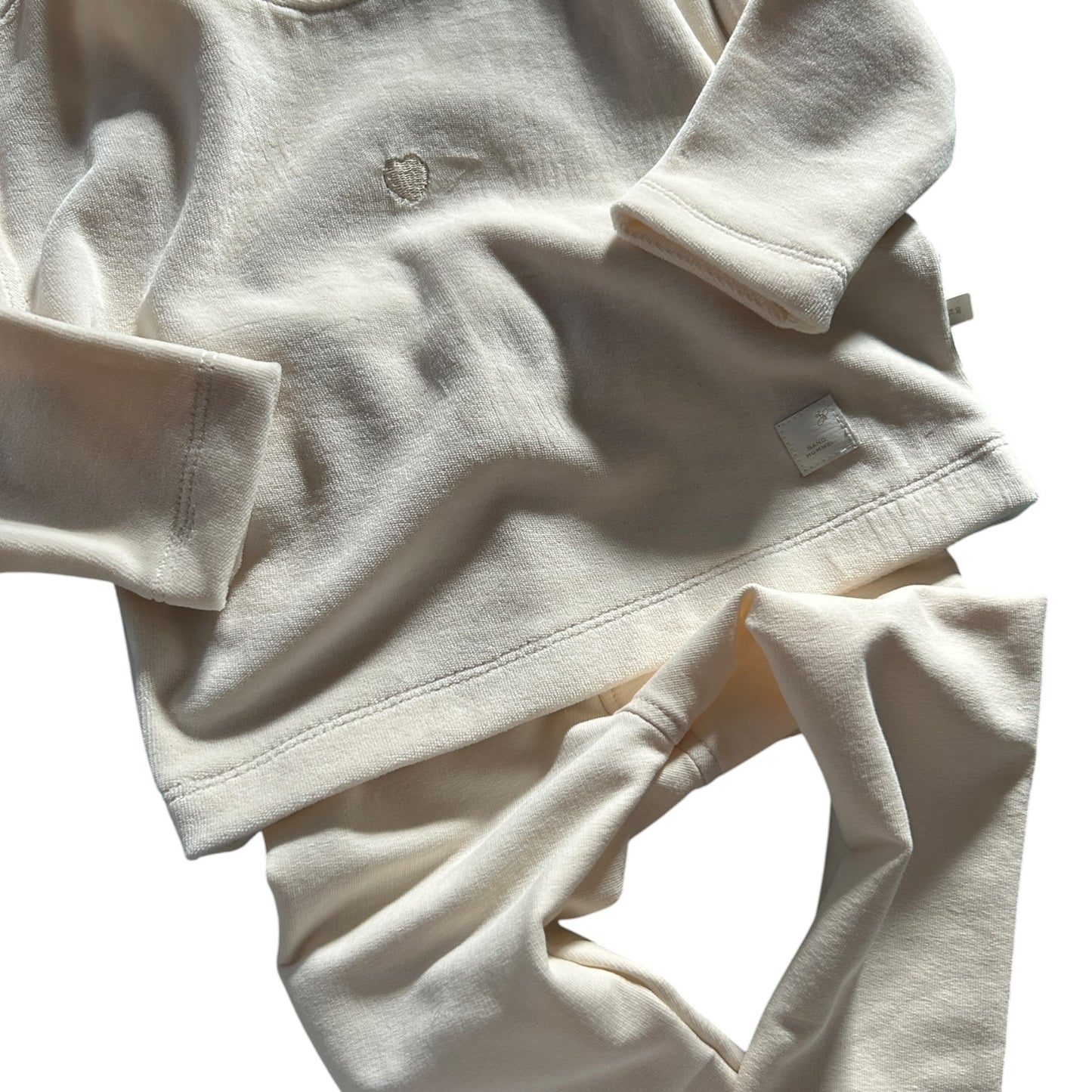 Leggins French Terry uni vanille mit Paperbag Gummibund
