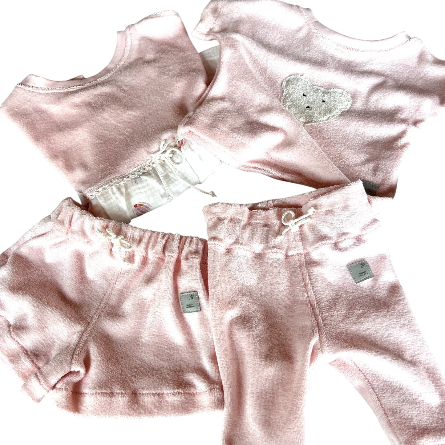 Leggins Strickfrottee zartrosa mit Gummibund Paperbag