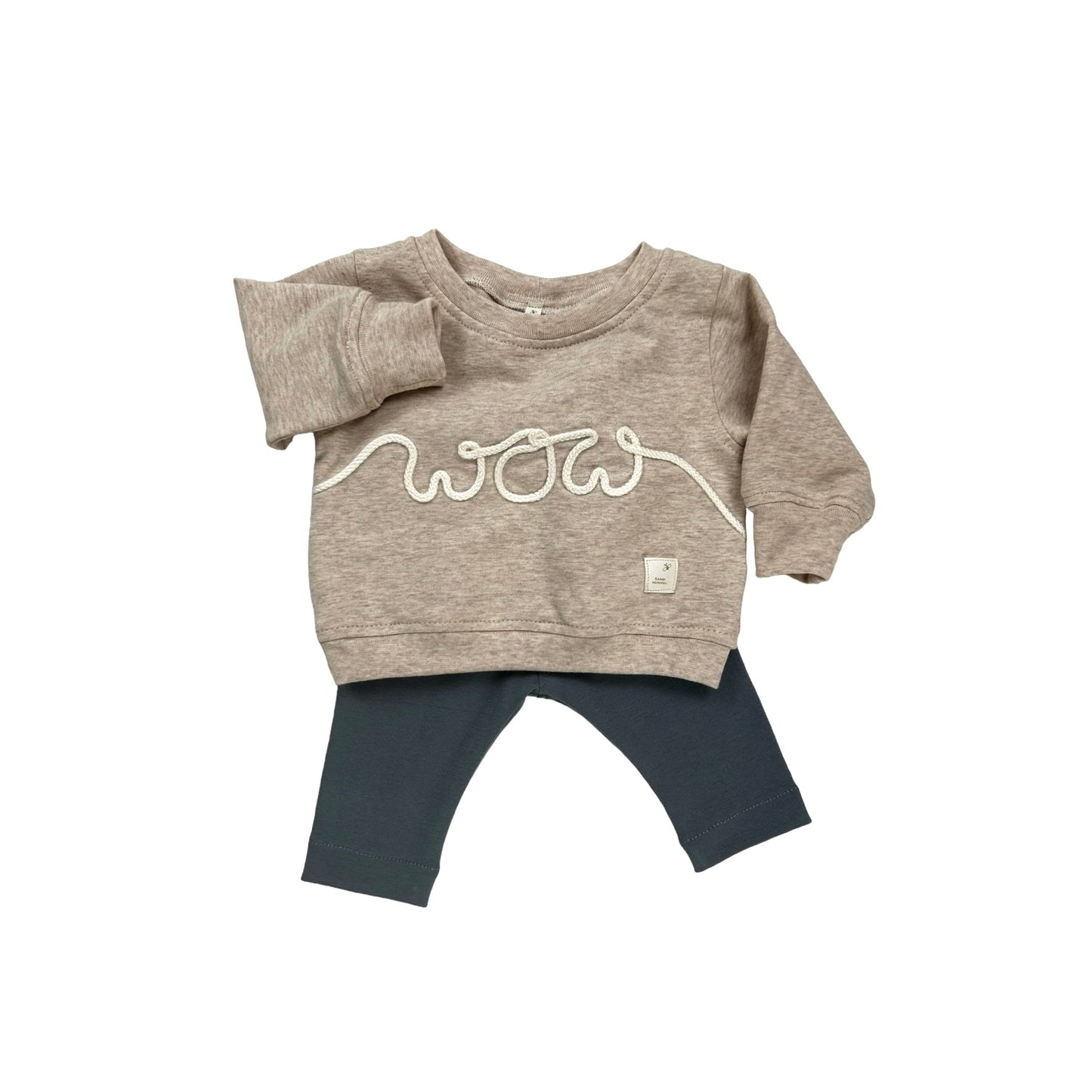 Sweat-Shirt French Terry mit Kordelapplikation "wow"