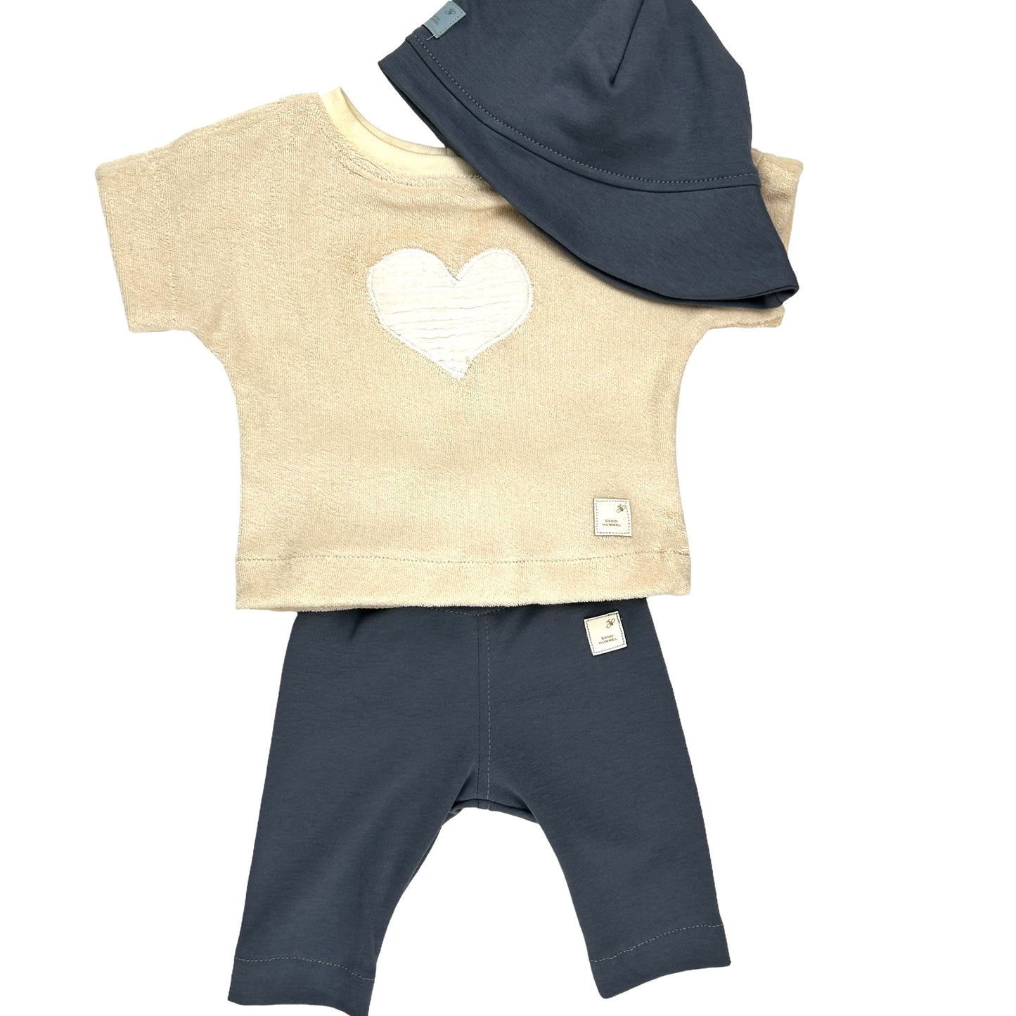 Shirt Strickfrottee beige Applikation Herz