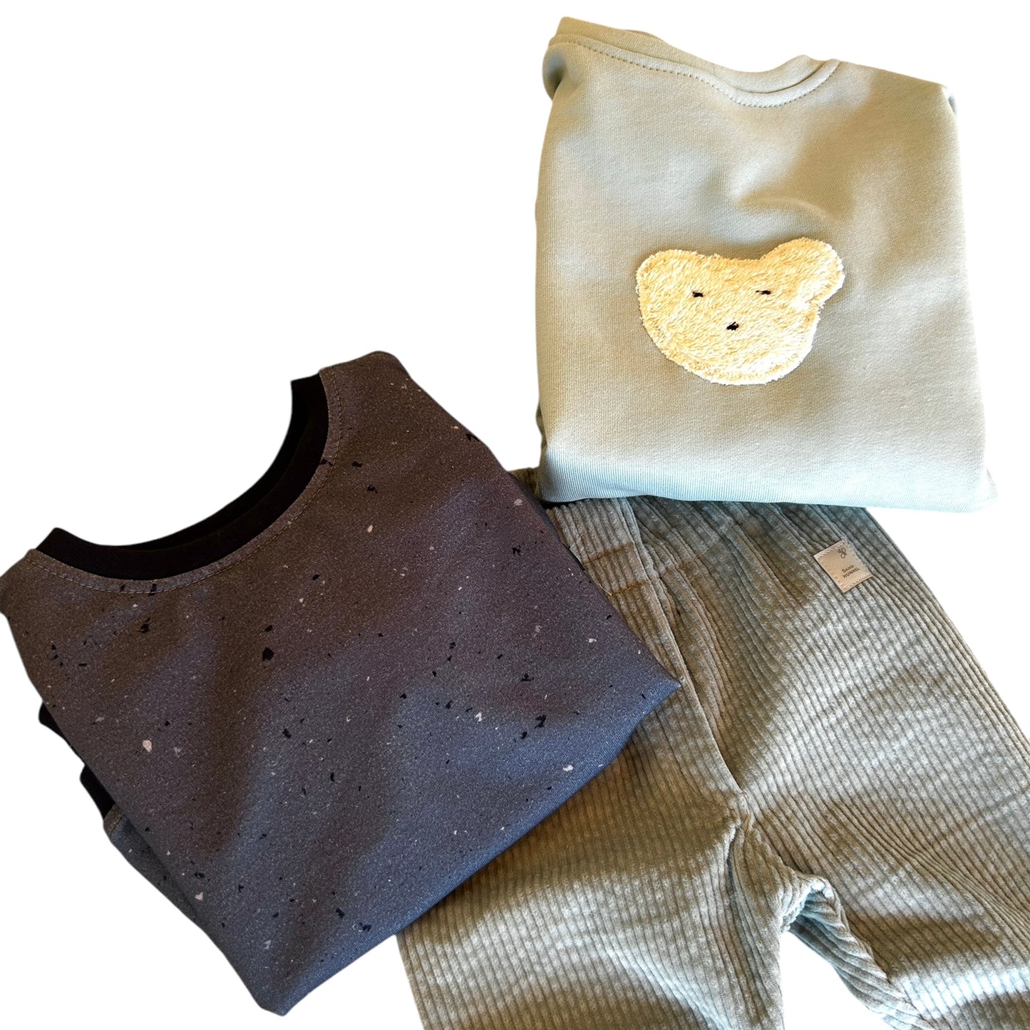 Sweat Shirt Applikation Bär oversized salbei