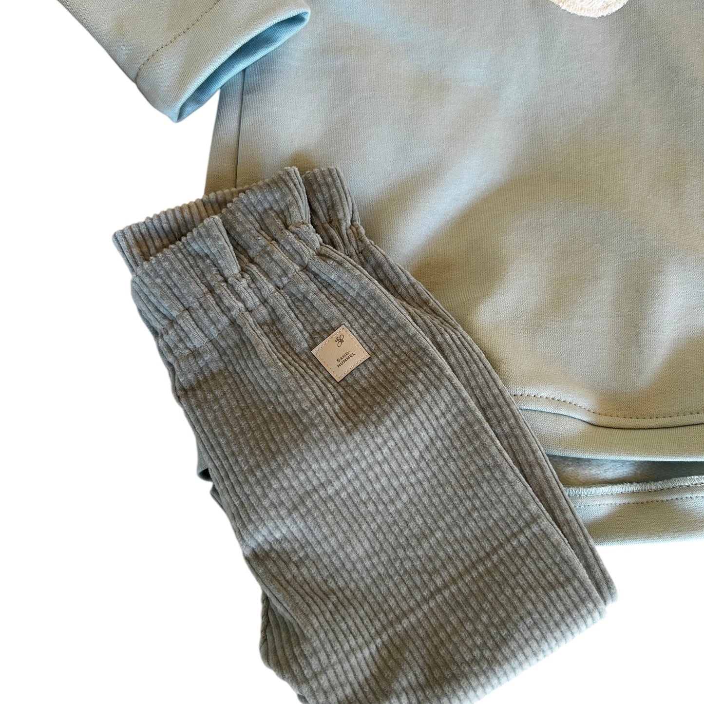 Sweat Shirt Applikation Bär oversized salbei