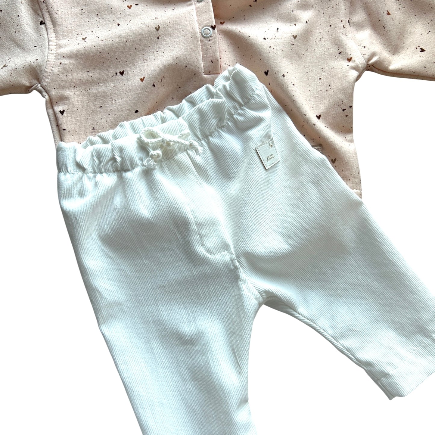 Hose lang Babycord weiss
