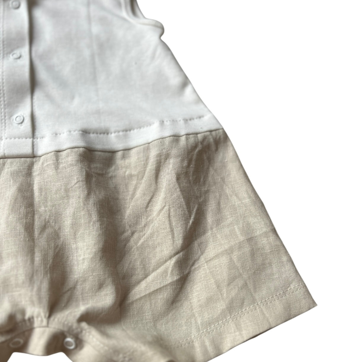 Sommerstrampler Jersey / Leinen beige