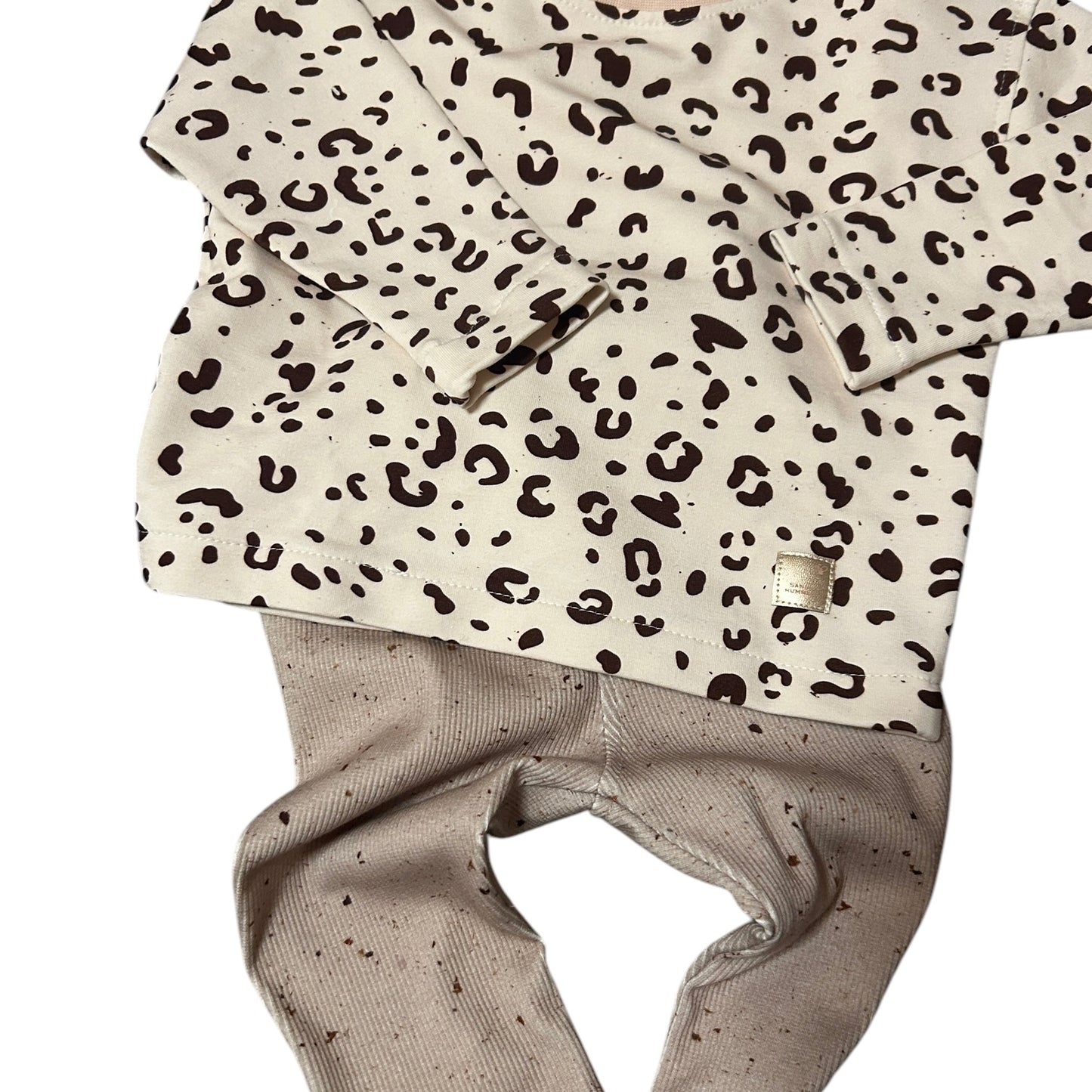 Leggins Rib Jersey Dekor Konfetti Kakao mit Paperbag Gummibund