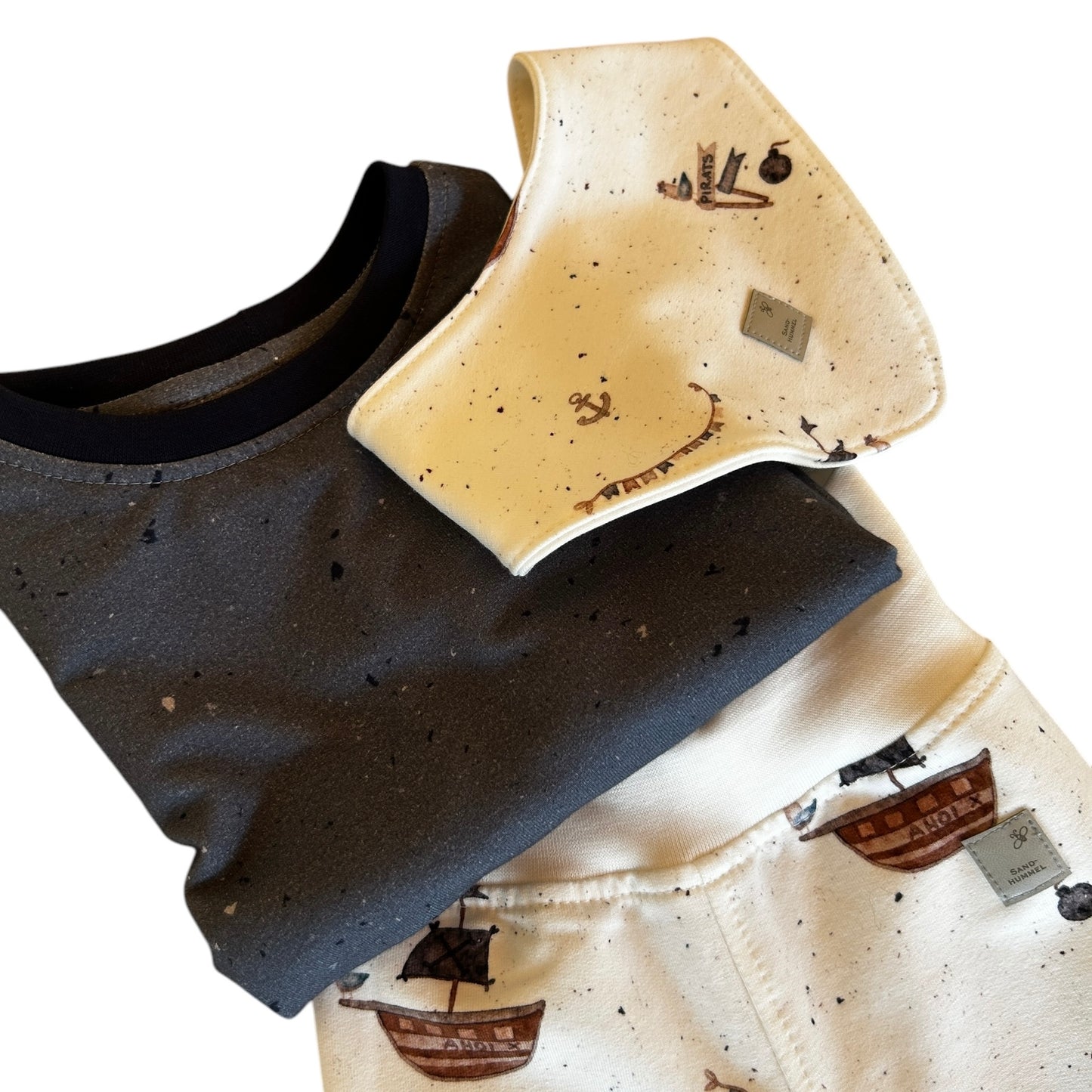 Leggins French Terry Dekor Piraten Rib-BÜndchen