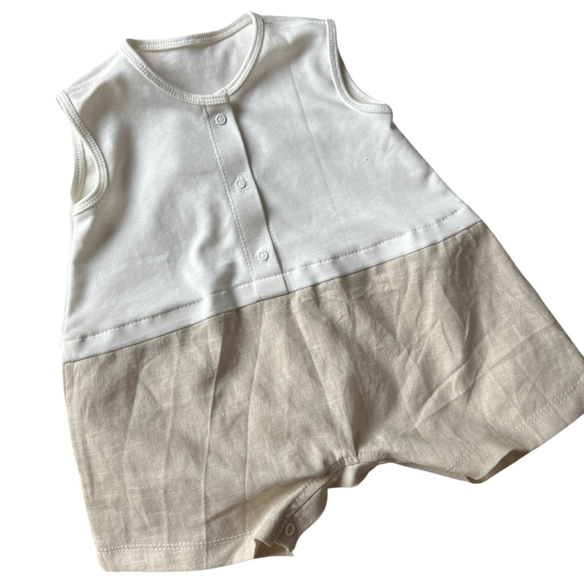 Sommerstrampler Jersey / Leinen beige