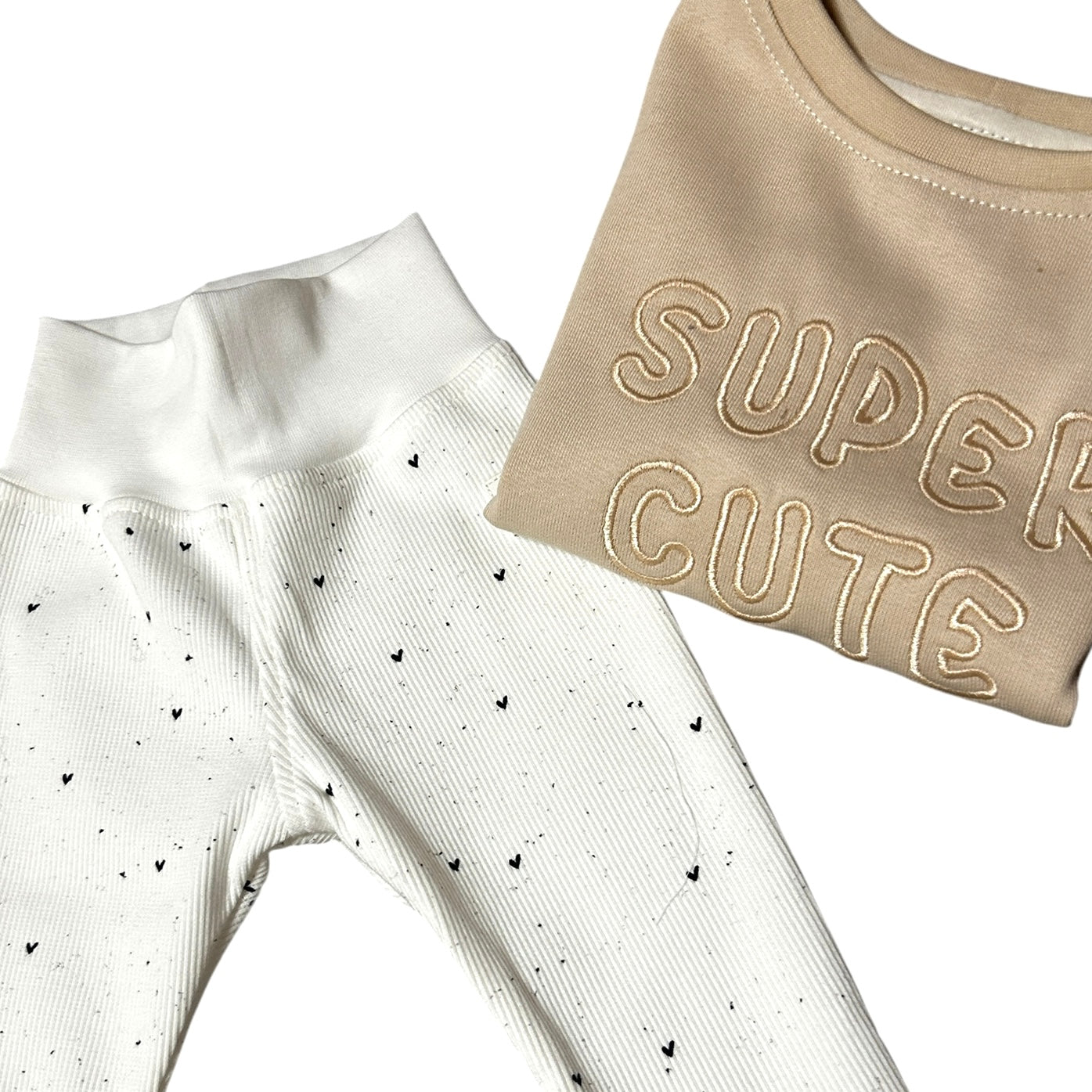 Leggins French Terry Dekor Herzchen Rib-Bündchen