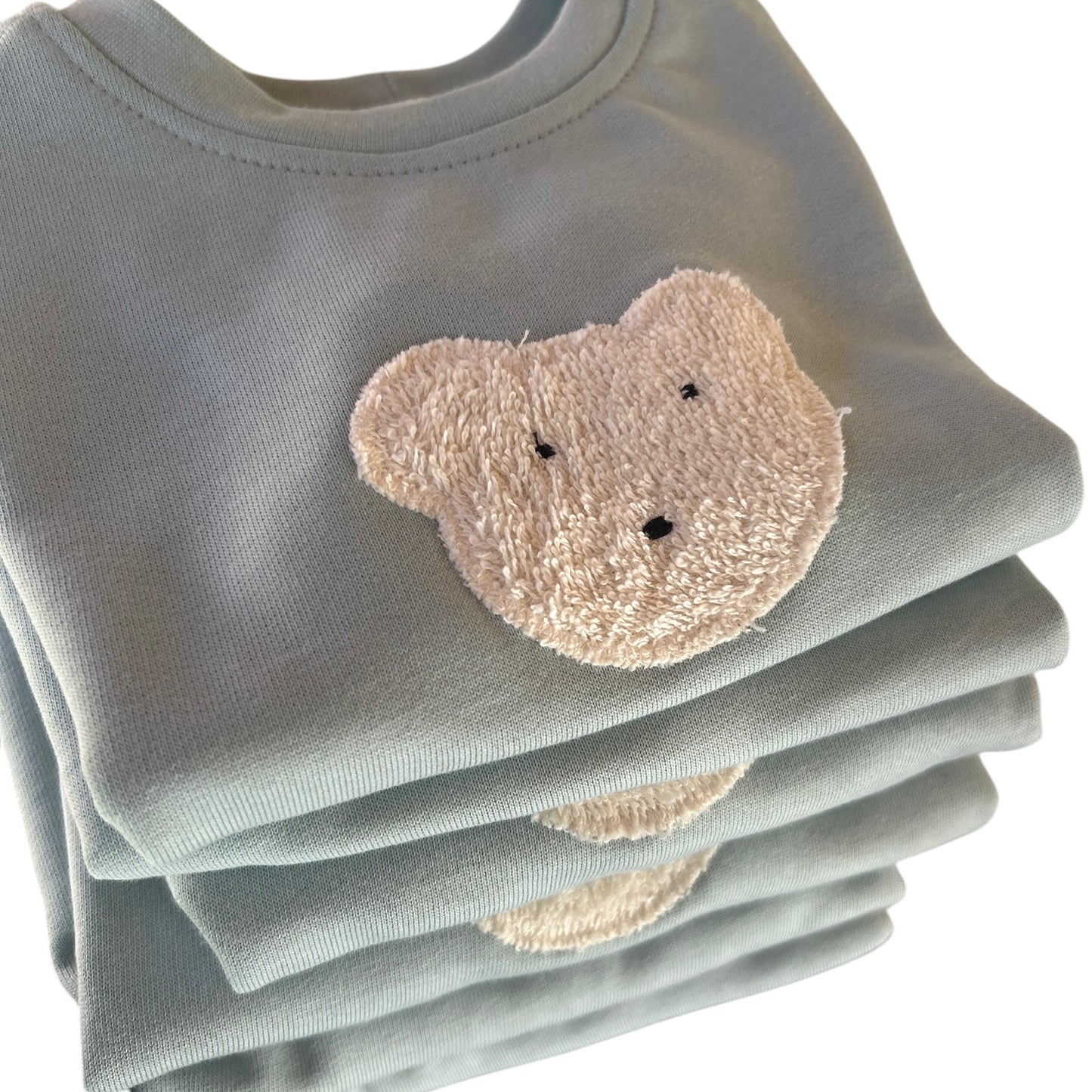Sweat Shirt Applikation Bär oversized salbei