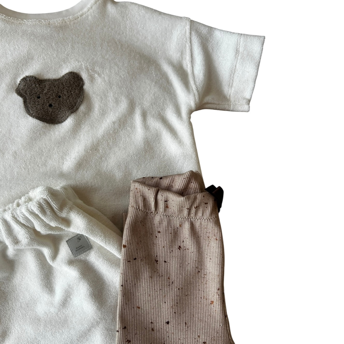 Shirt Strickfrottee oversized wollweiss Applikation Bär