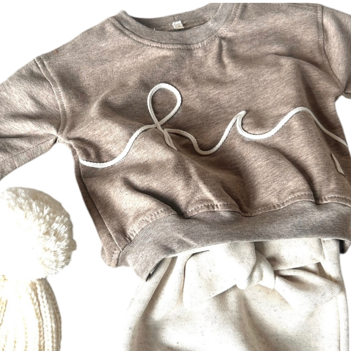 Sweat-Shirt French Terry oversize mit Kordelapplikation "hi"