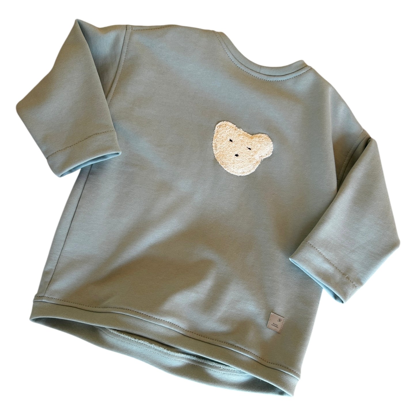 Sweat Shirt Applikation Bär oversized salbei
