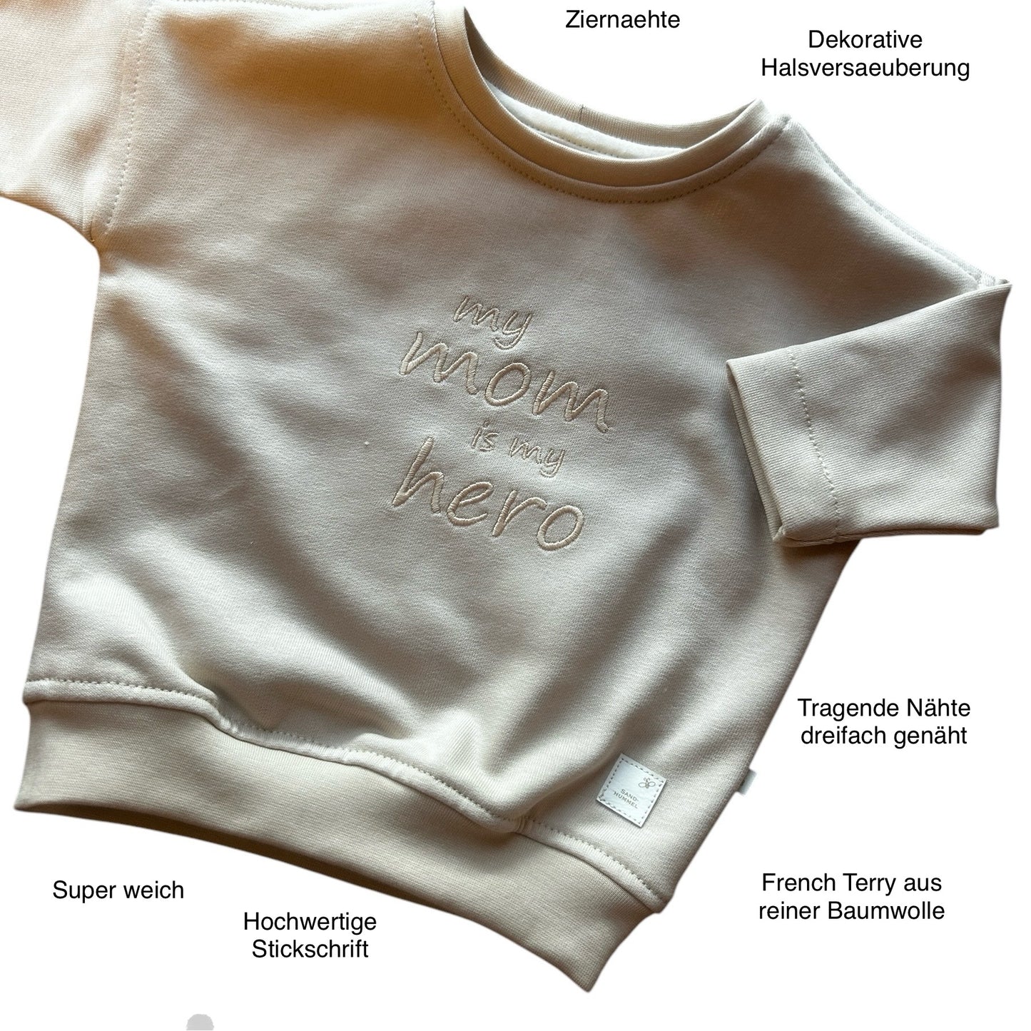 Sweat-Shirt French Terry „My mom is my hero“