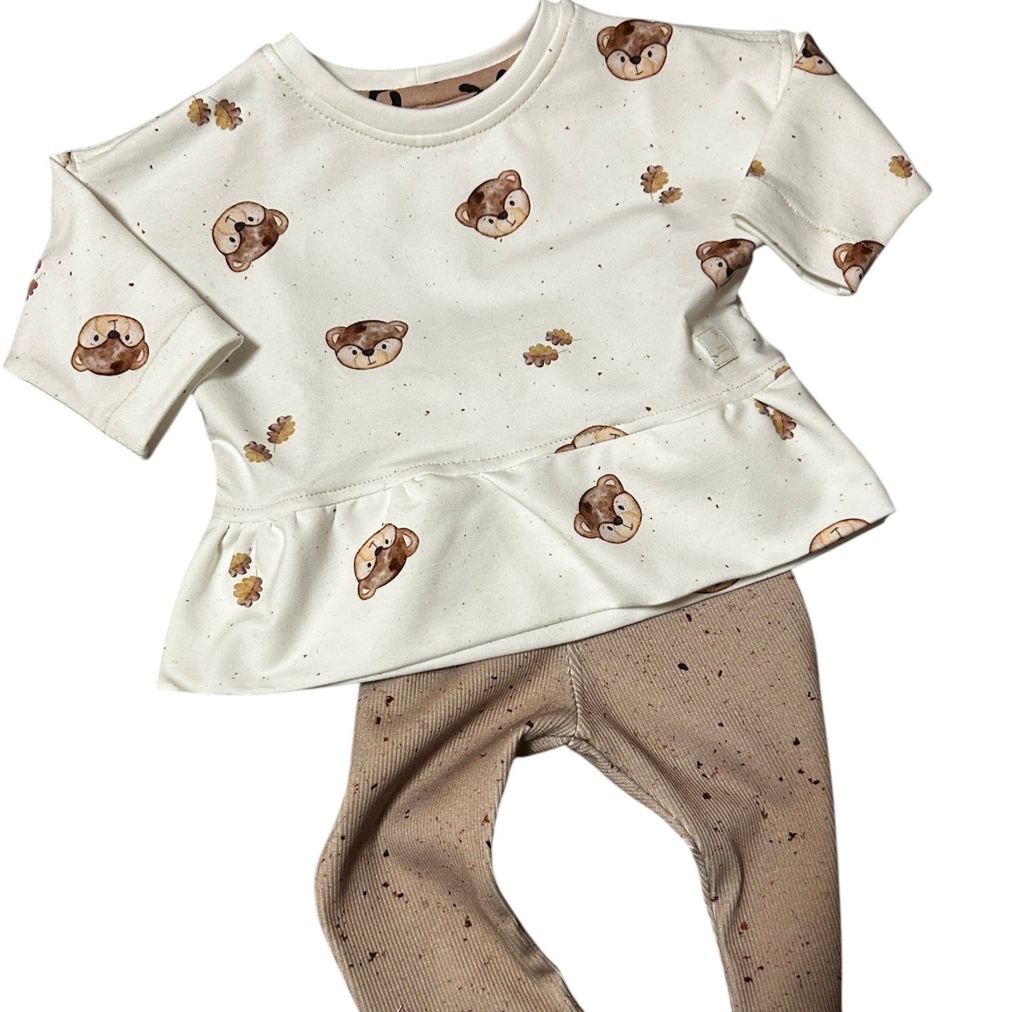 Leggins Rib Jersey Dekor Konfetti Kakao mit Paperbag Gummibund