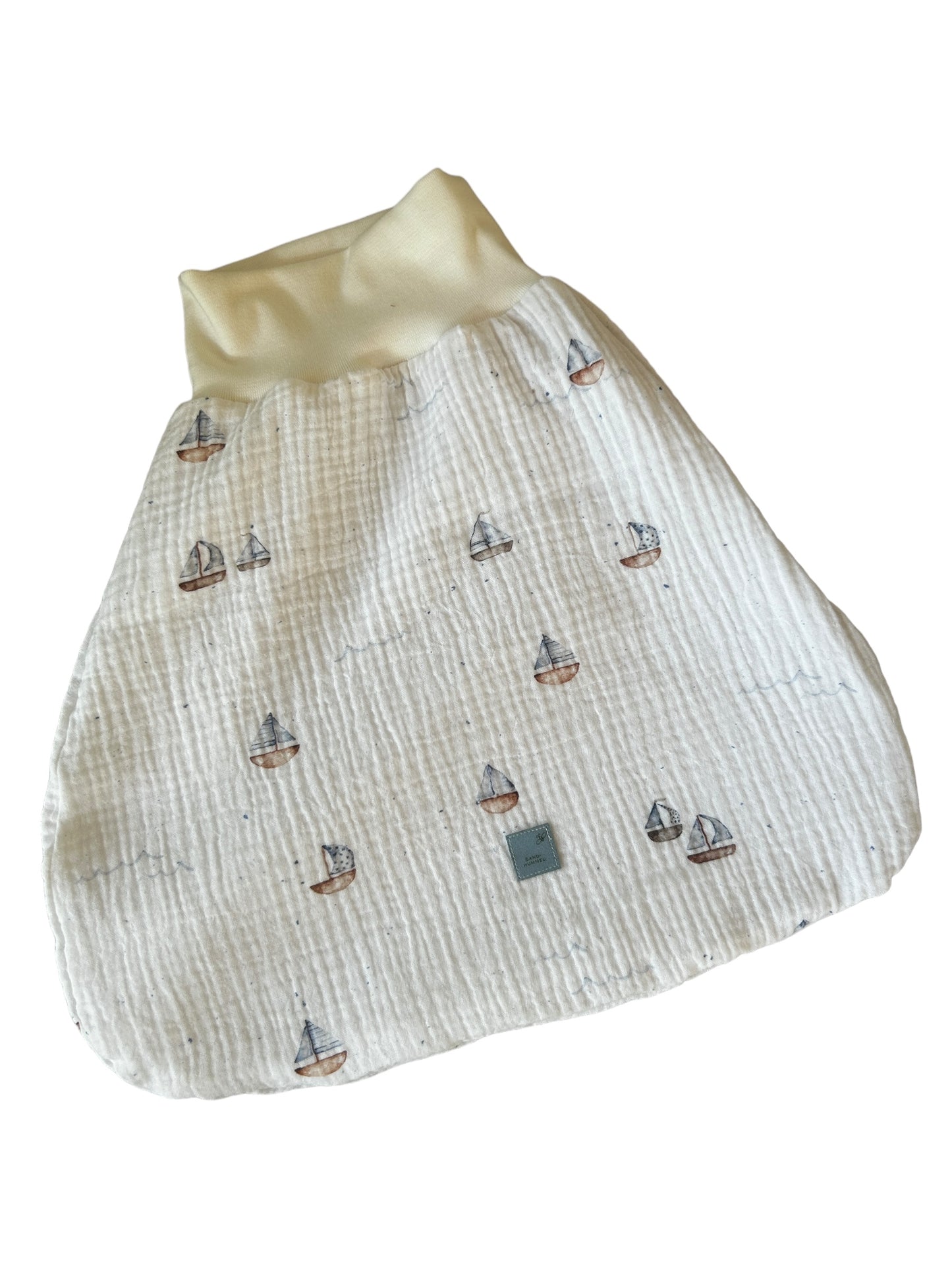 Strampelsack Sommer Musselin/Popelin gefüttert Dekor Boot