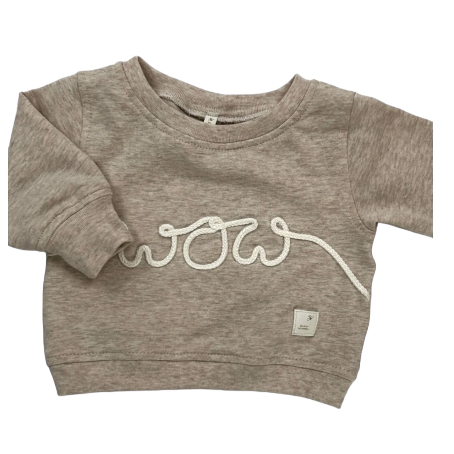 Sweat-Shirt French Terry mit Kordelapplikation "wow"
