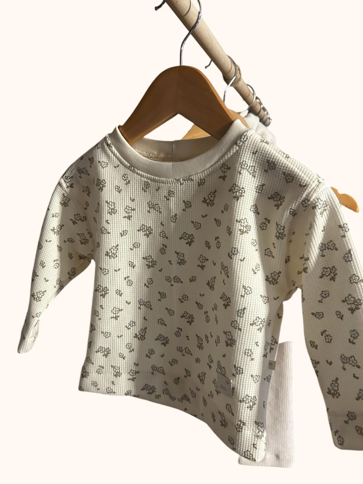 Shirt Waffeljersey Dekor Blumen