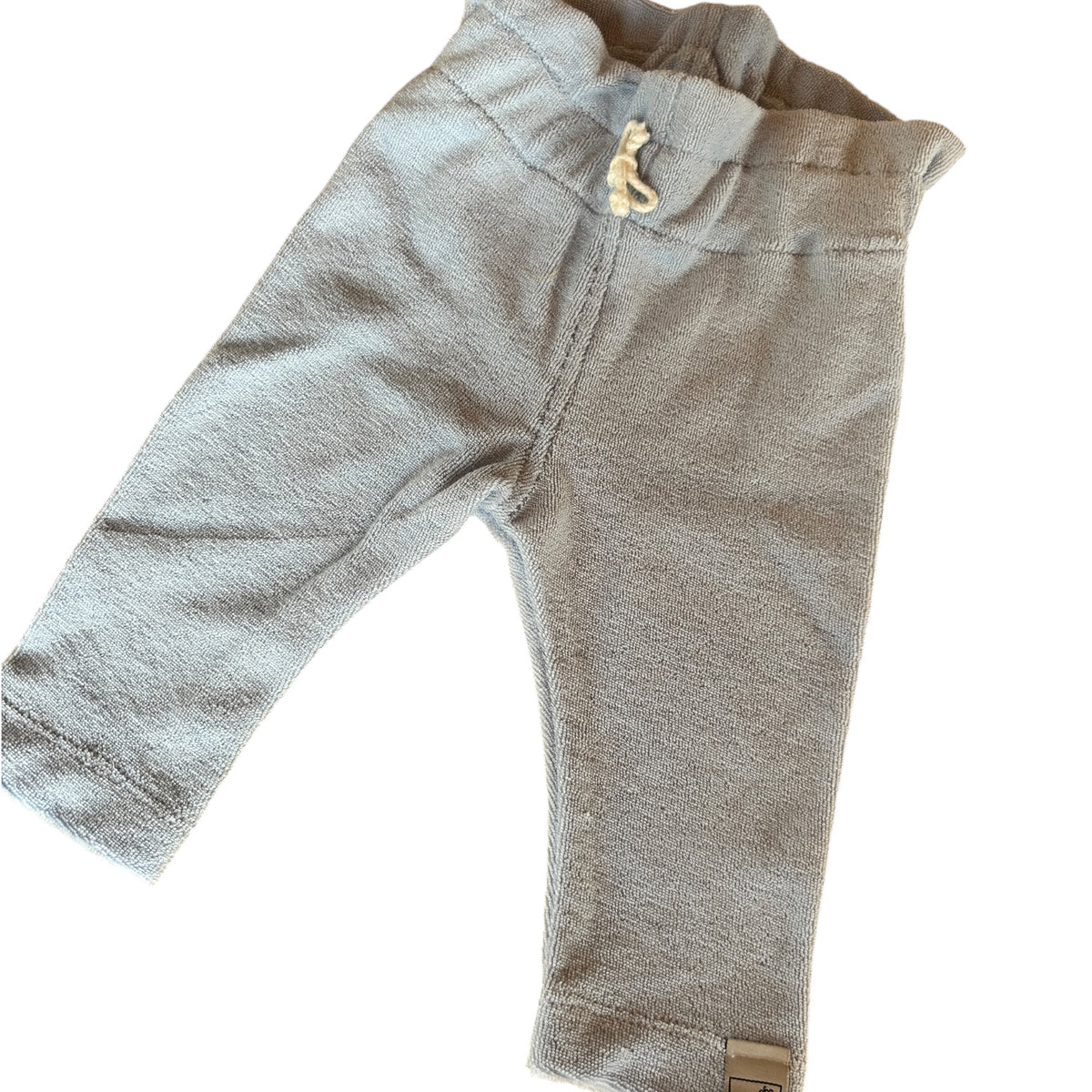 Leggins Strickfrottee hellblau mit Gummibund Paperbag