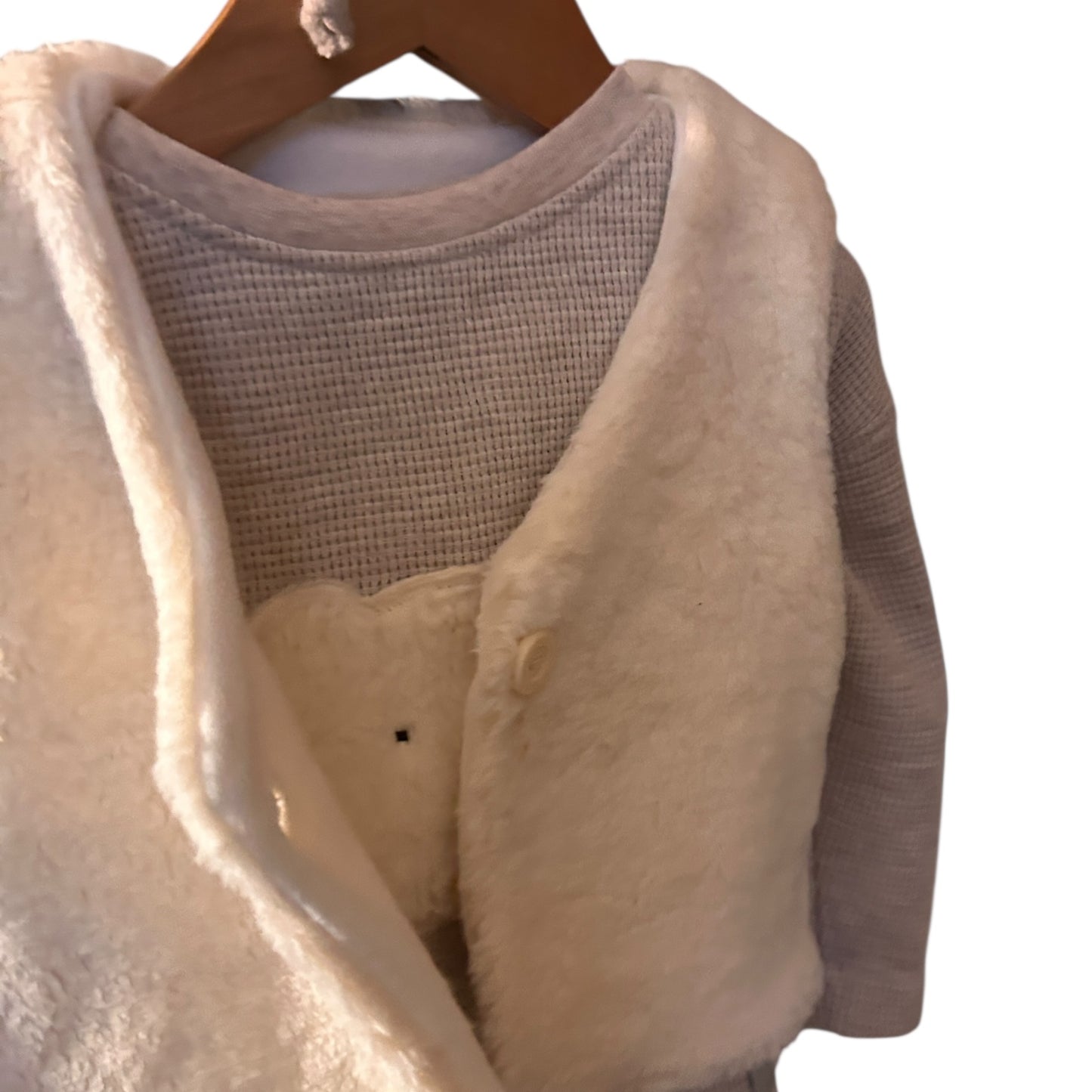 Weste Baumwoll-Teddy-Plüsch gefüttert hellbeige