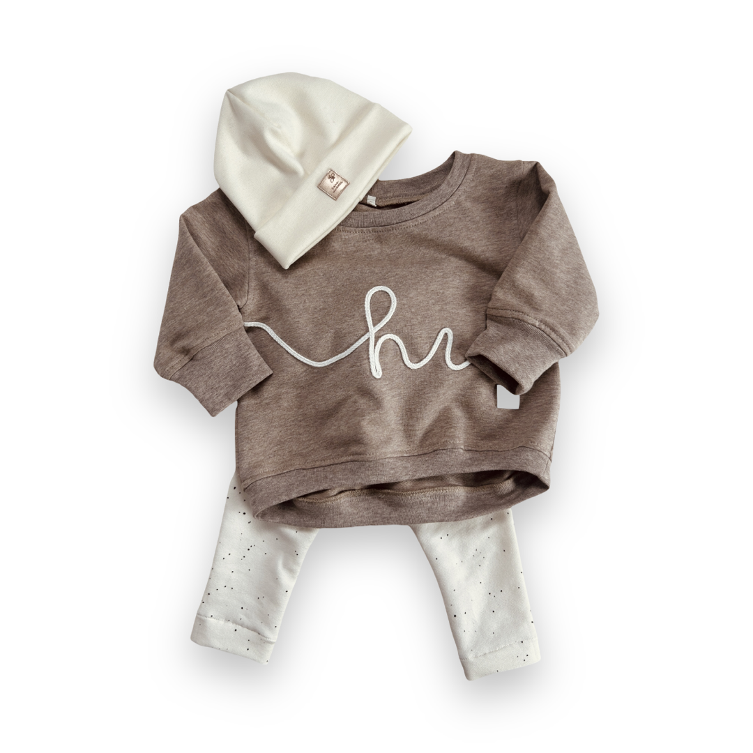 Sweat-Shirt French Terry oversize mit Kordelapplikation "hi"