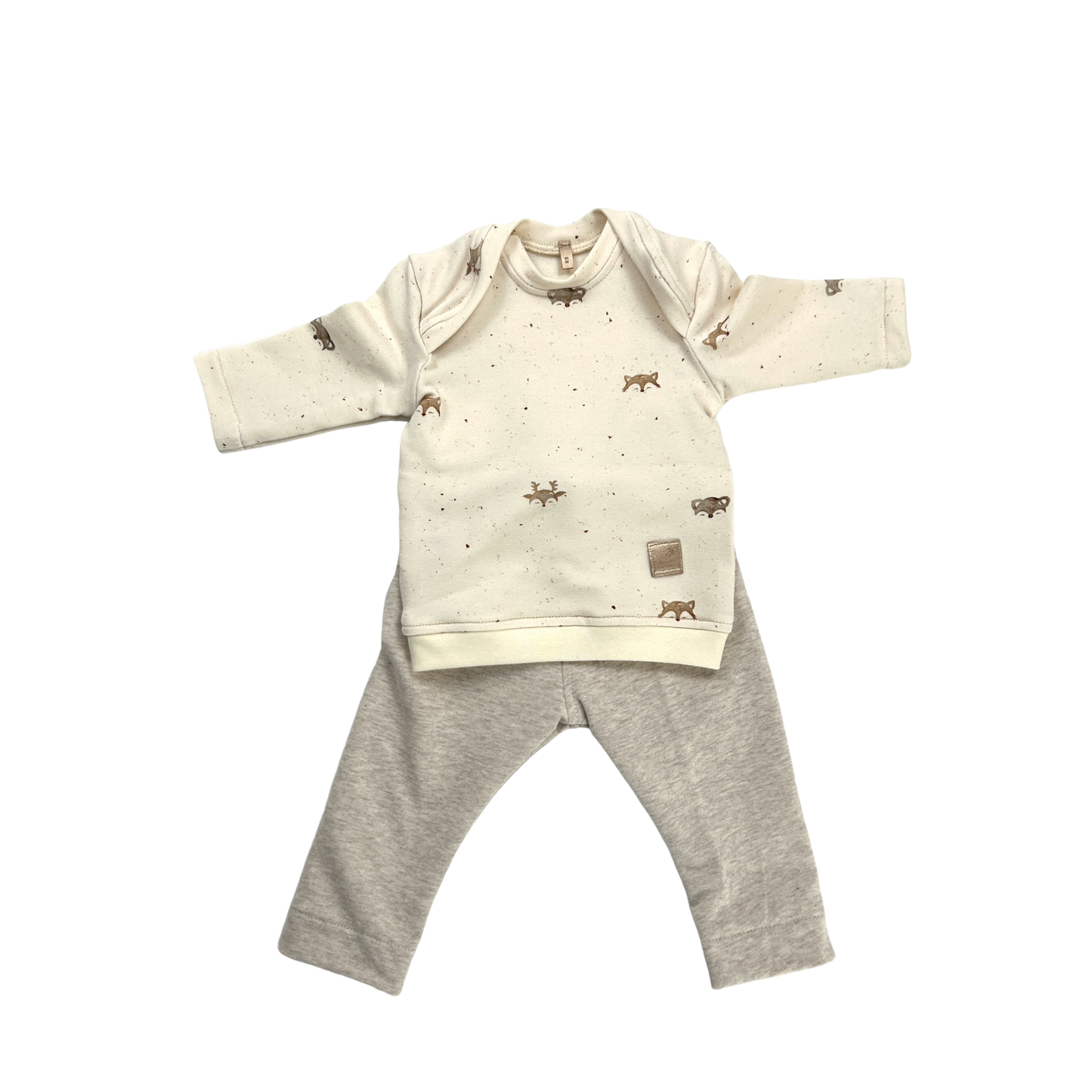 Basic-Shirt amerikanisch French Terry Dekor Fuchs