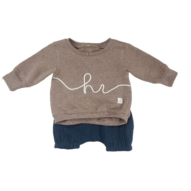 Sweat-Shirt French Terry oversize mit Kordelapplikation "hi"