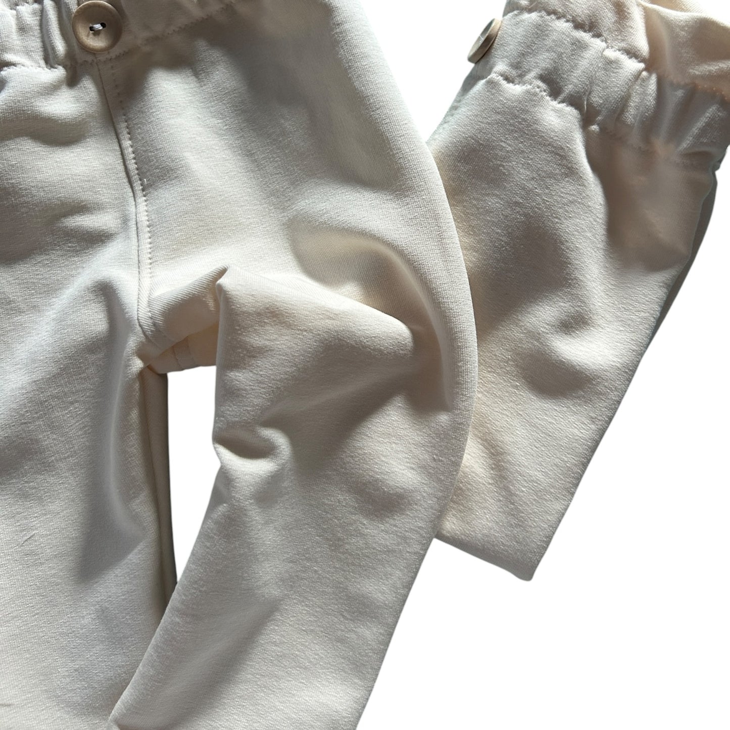 Leggins French Terry uni vanille mit Paperbag Gummibund