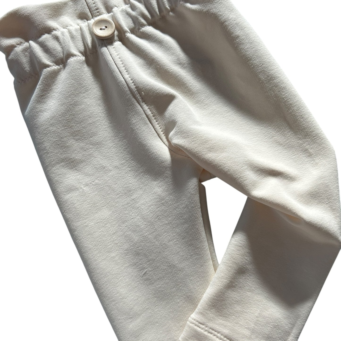 Leggins French Terry uni vanille mit Paperbag Gummibund