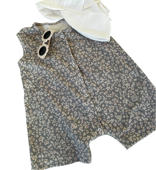 Sommerstrampler Blümchen Rib Jersey