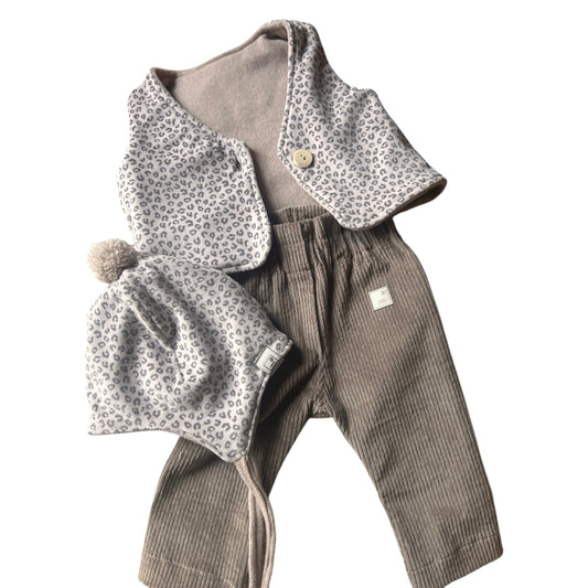 Hose lang Baumwoll-Breitcord taupe