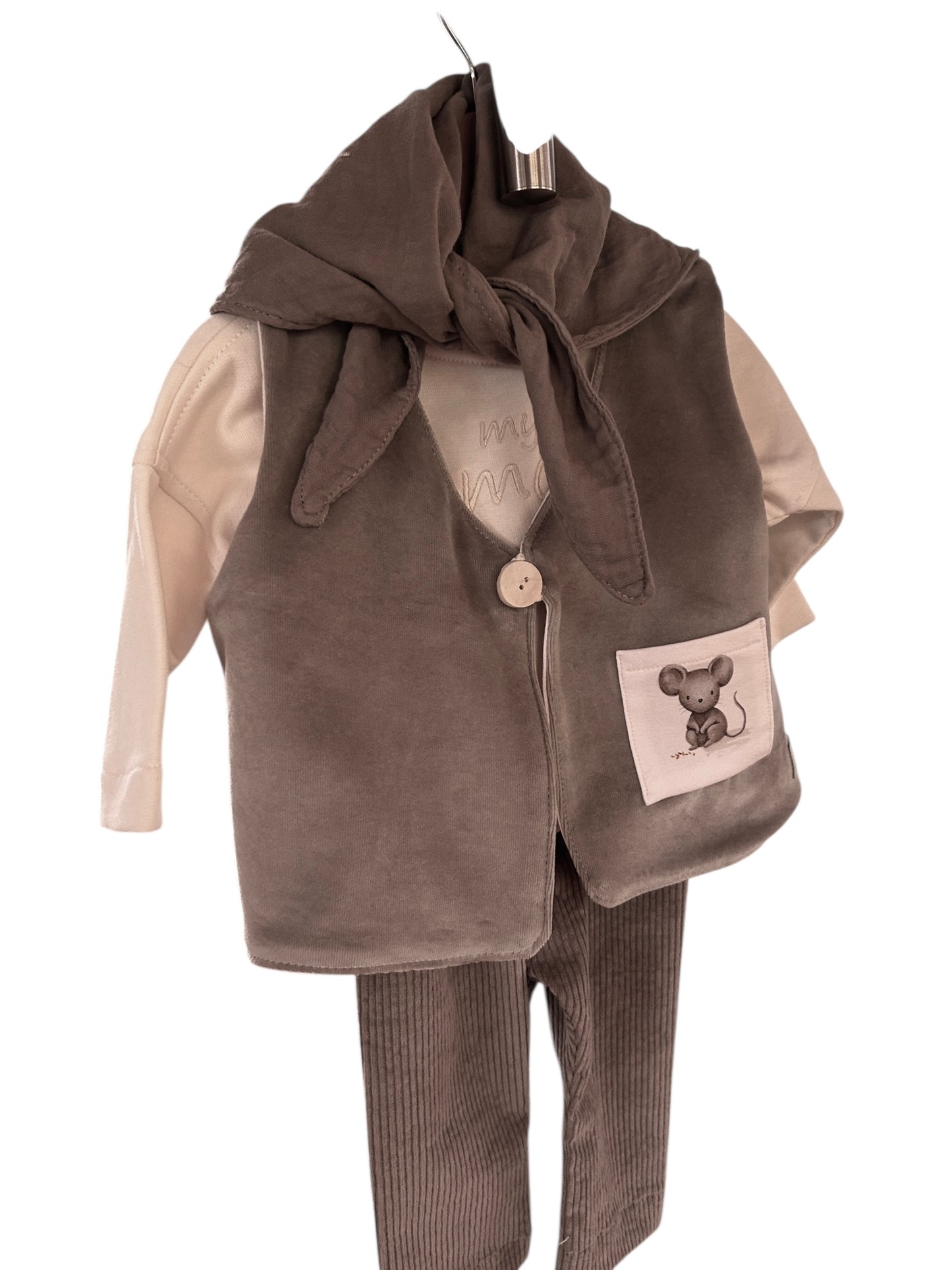 Wendeweste aus Samt mit French Terry gefüttert