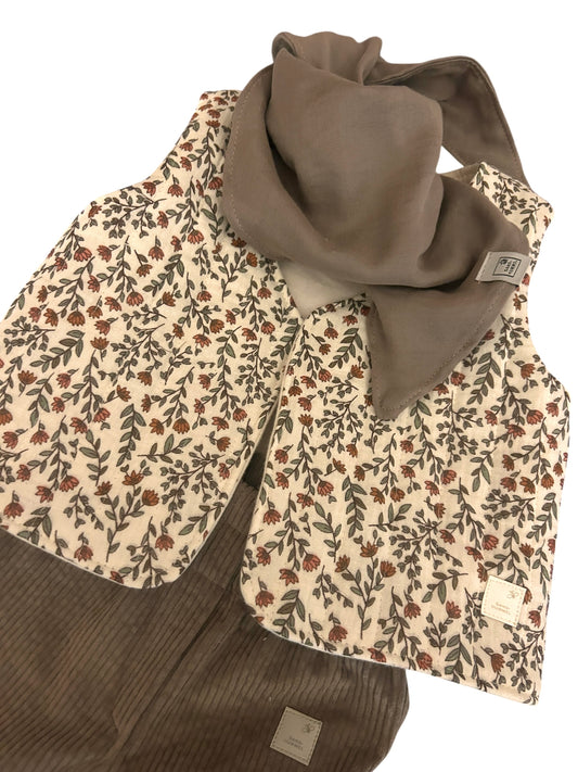 Florale Steppweste aus Musselin mit Flanell gefüttert