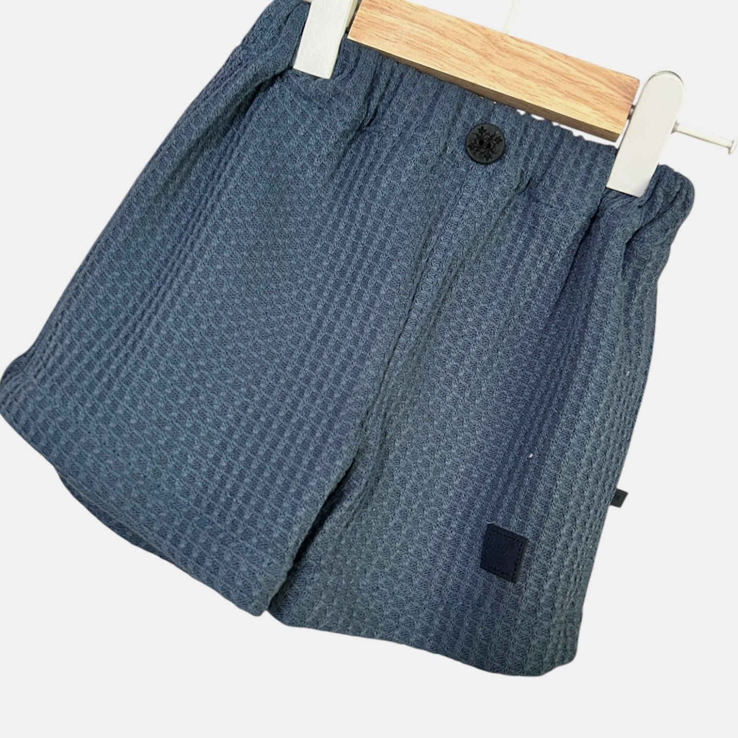 Hose kurz Waffelstrick jeansblau