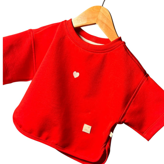 Shirt French Terry  oversized rot Herz