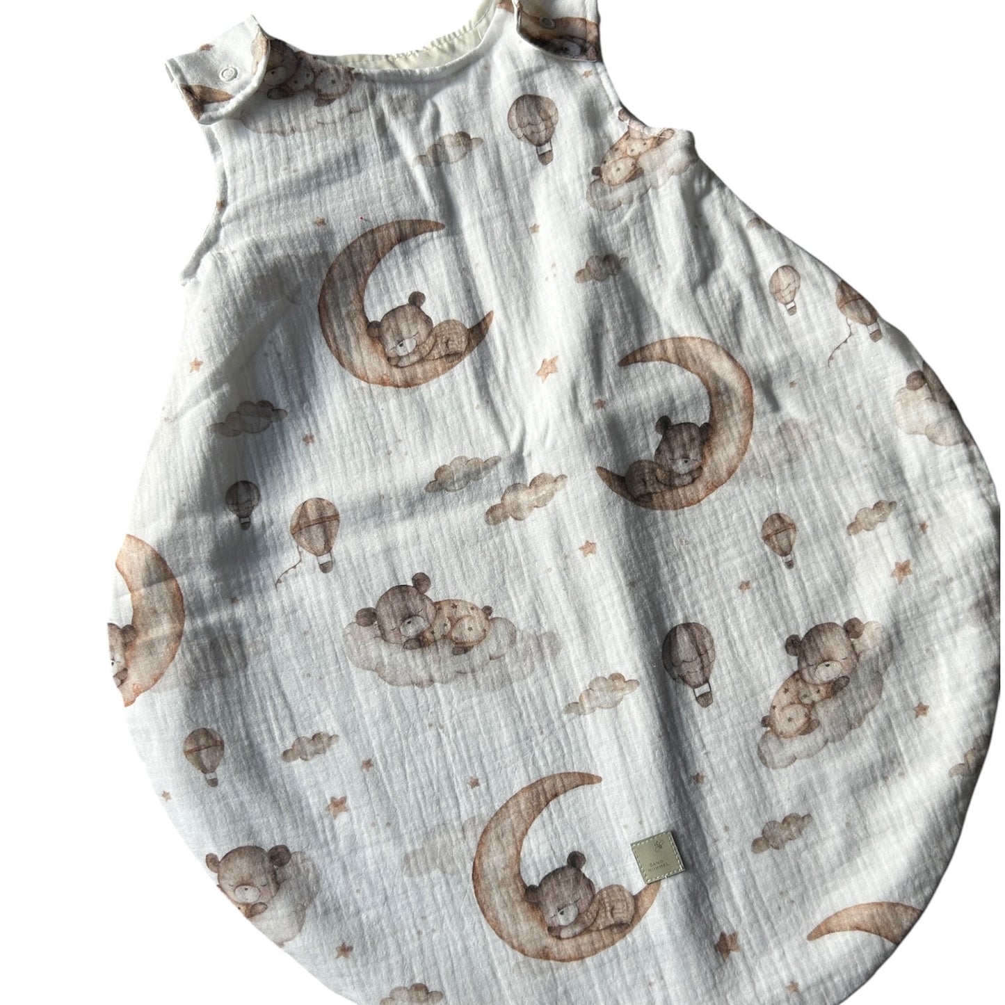 Schlafsack Sommer  Musselin/Popelin gefüttert Mond mit Bär