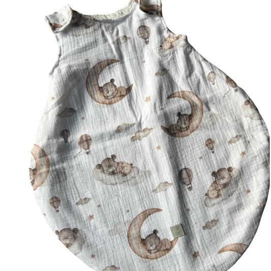 Schlafsack Sommer  Musselin/Popelin gefüttert Mond mit Bär