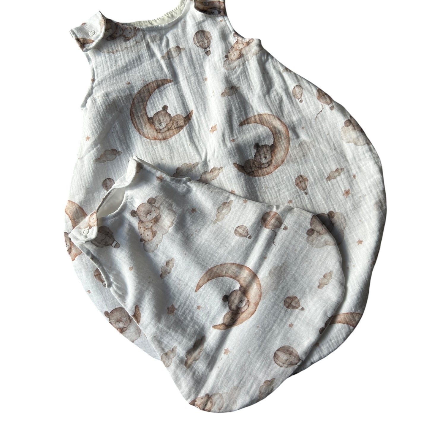 Schlafsack Sommer  Musselin/Popelin gefüttert Mond mit Bär