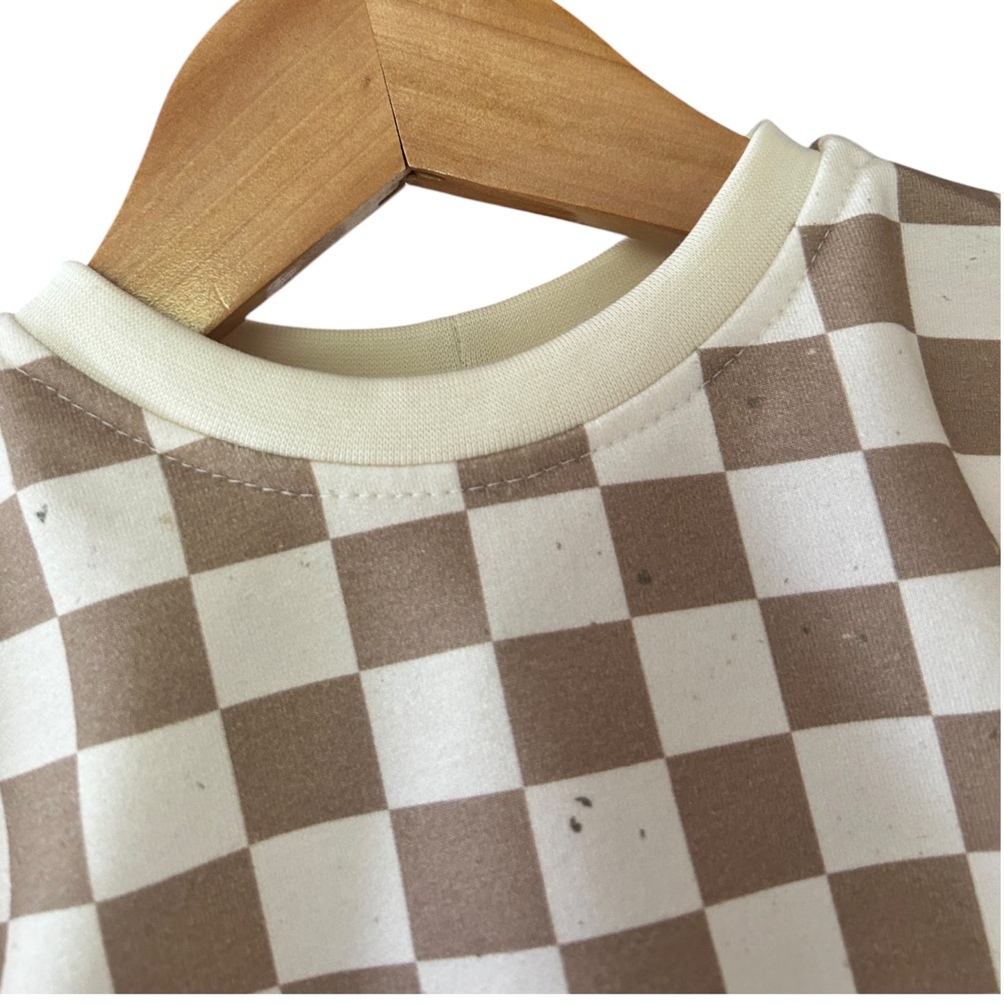 Shirt French Terry  oversized Karo beige