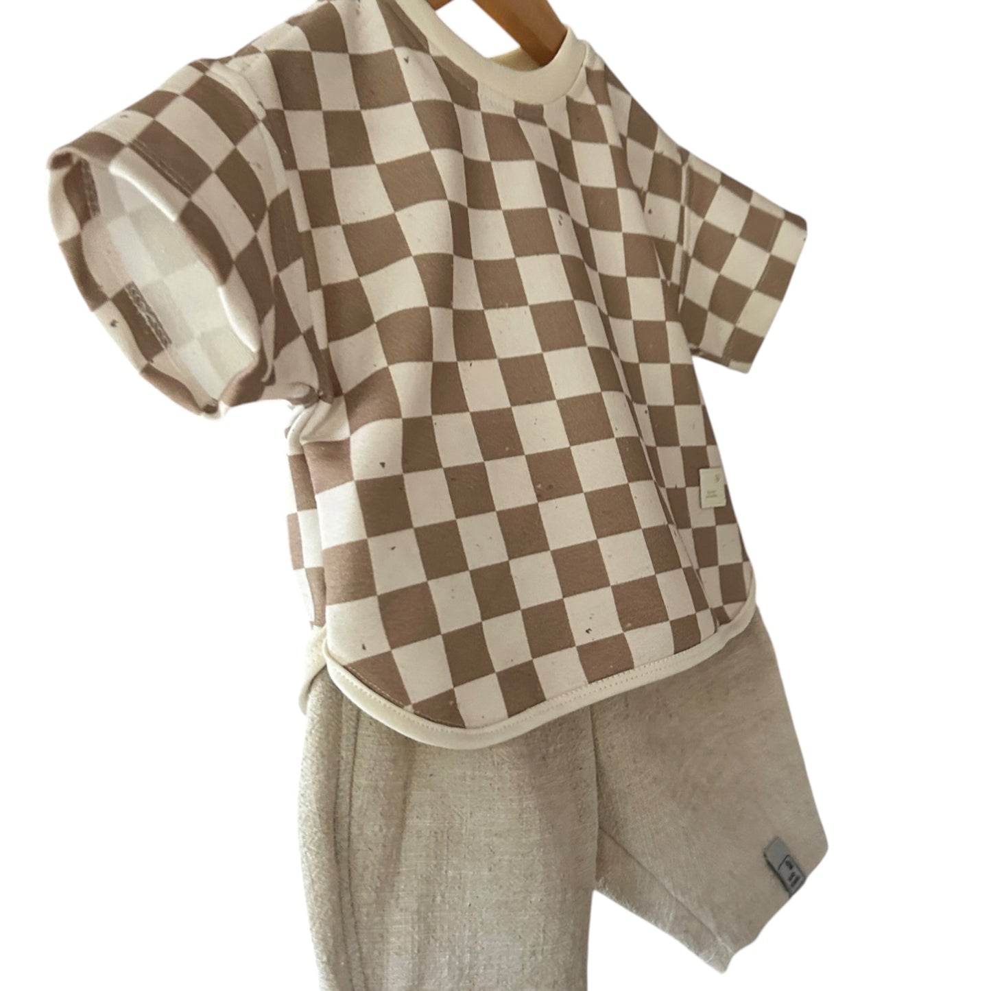 Shirt French Terry  oversized Karo beige