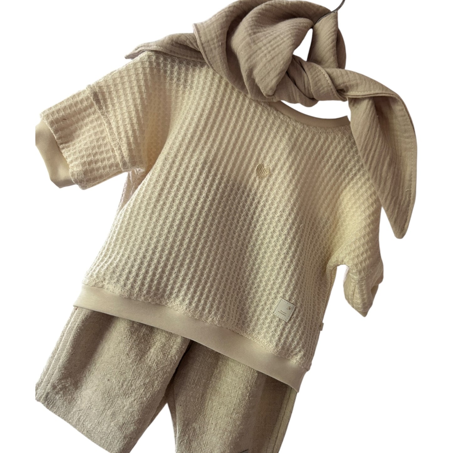 Pullover langaermlig Waffelstrick mit gesticktem Herzchen oversized