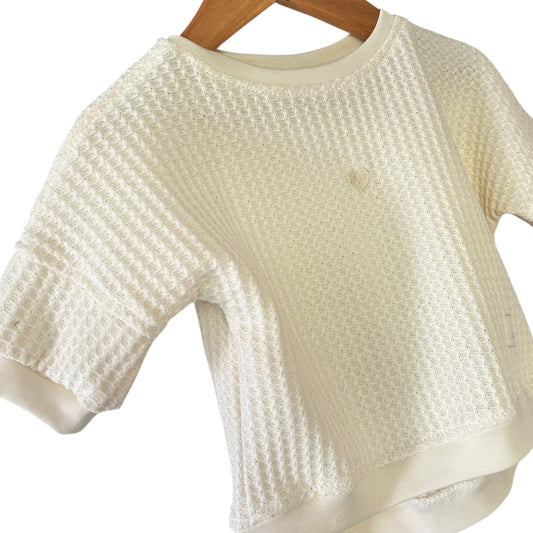 Pullover langaermlig Waffelstrick mit gesticktem Herzchen oversized