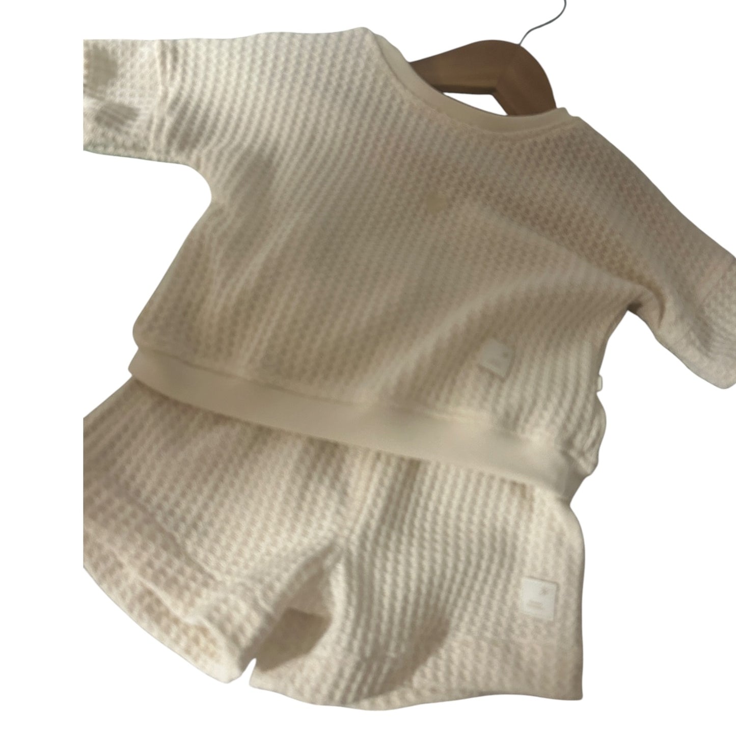 Hose kurz Waffelstrick beige
