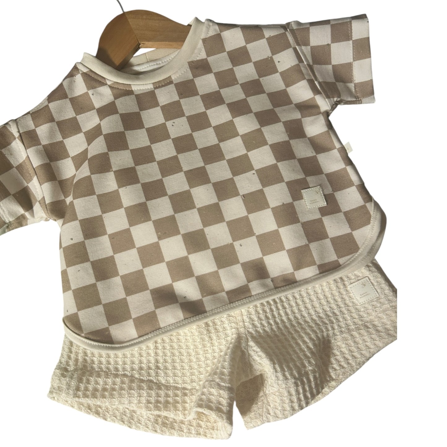 Hose kurz Waffelstrick beige