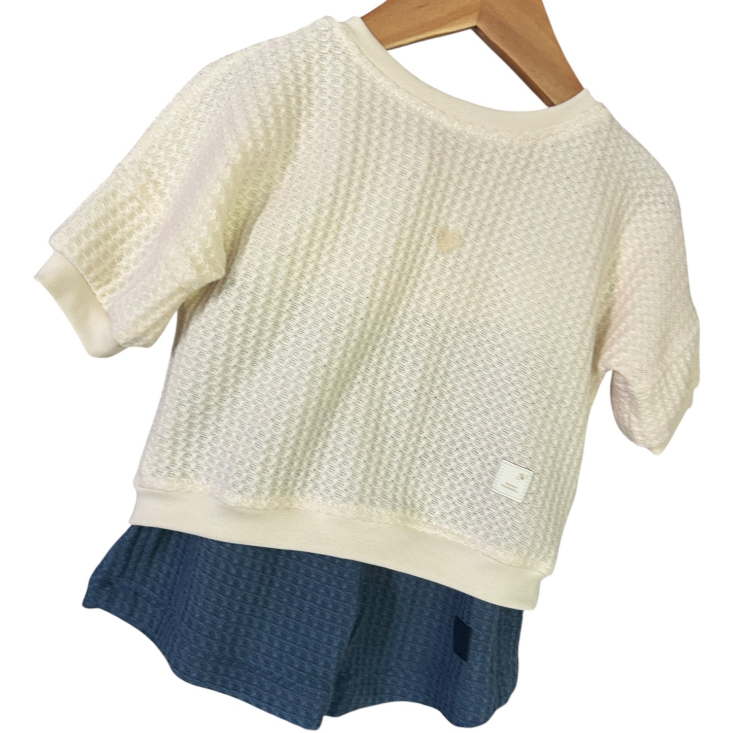 Hose kurz Waffelstrick jeansblau