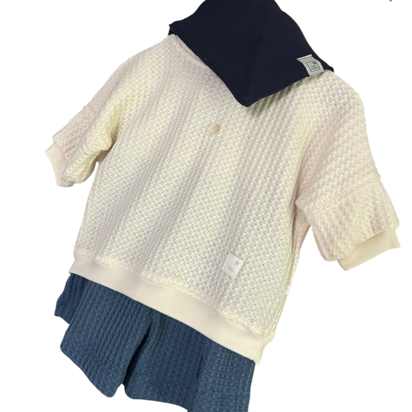 Hose kurz Waffelstrick jeansblau