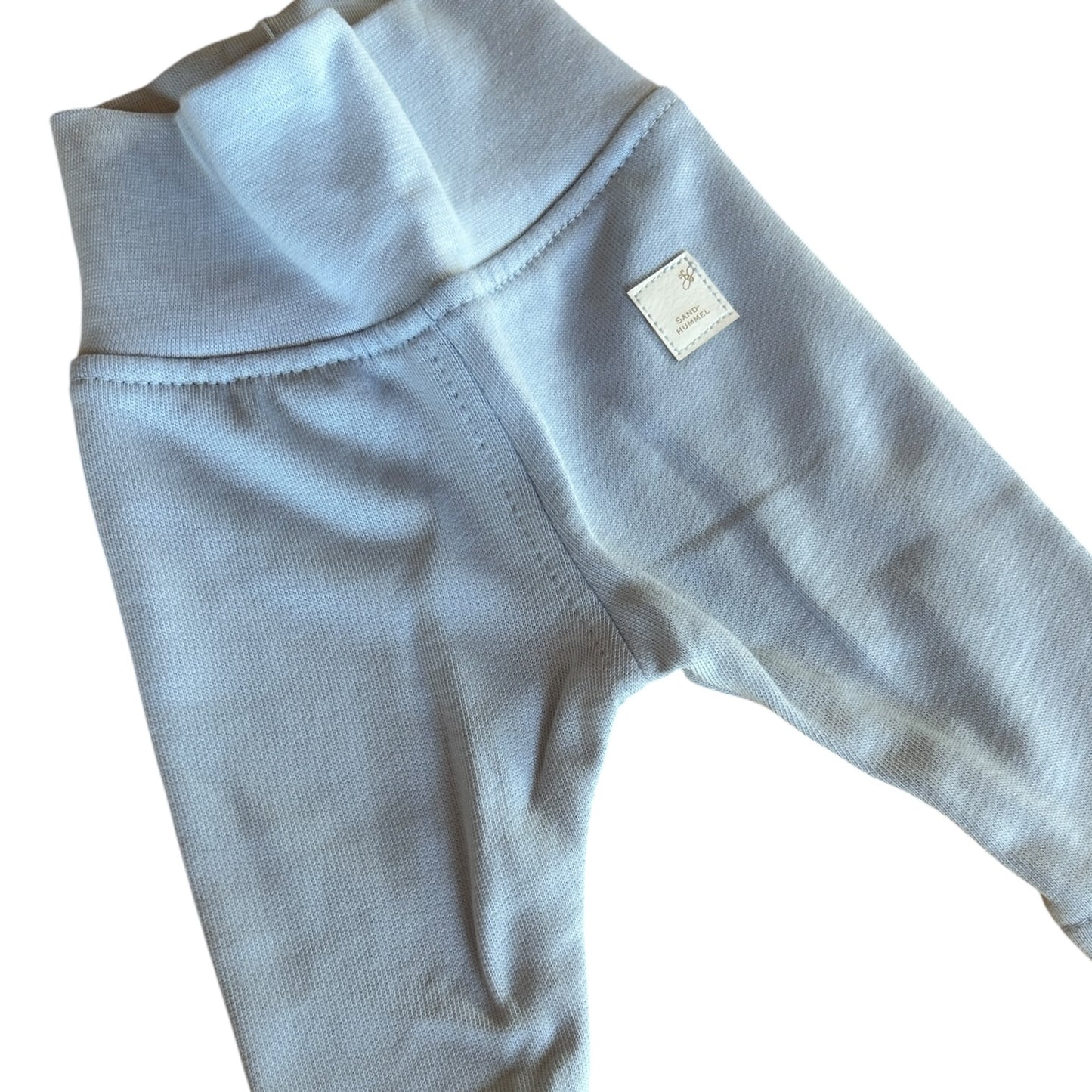 Leggins French Terry uni hellblau mit Rib Bündchen