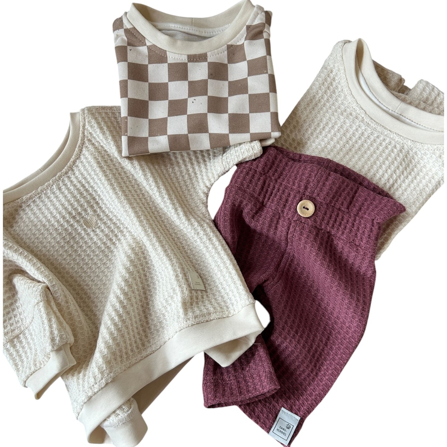 Leggins Waffelstrick Brombeer  mit Paperbag Gummibund