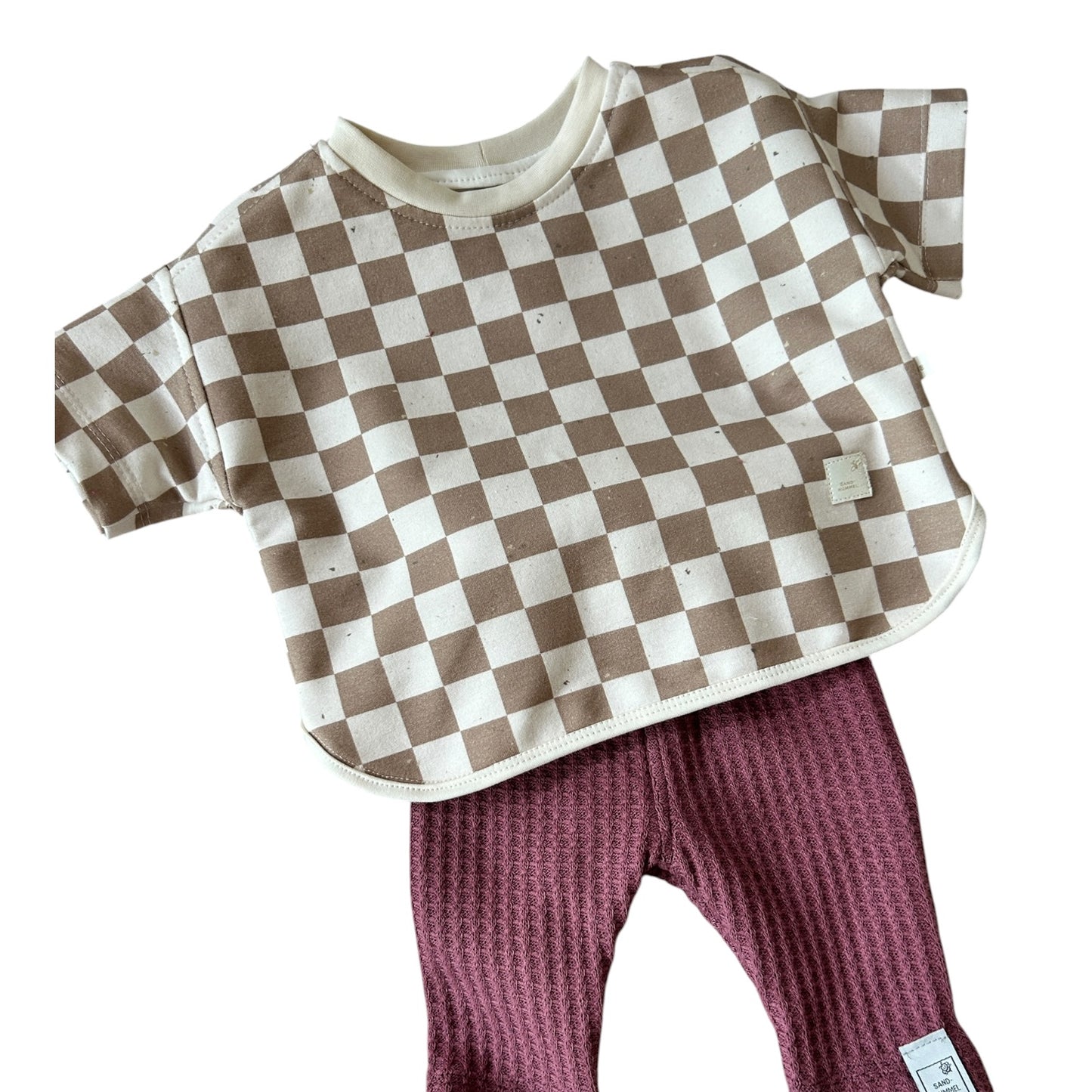 Leggins Waffelstrick Brombeer  mit Paperbag Gummibund