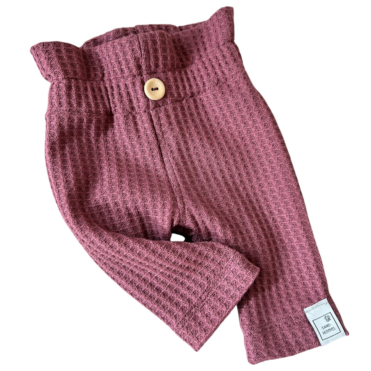 Leggins Waffelstrick Brombeer  mit Paperbag Gummibund